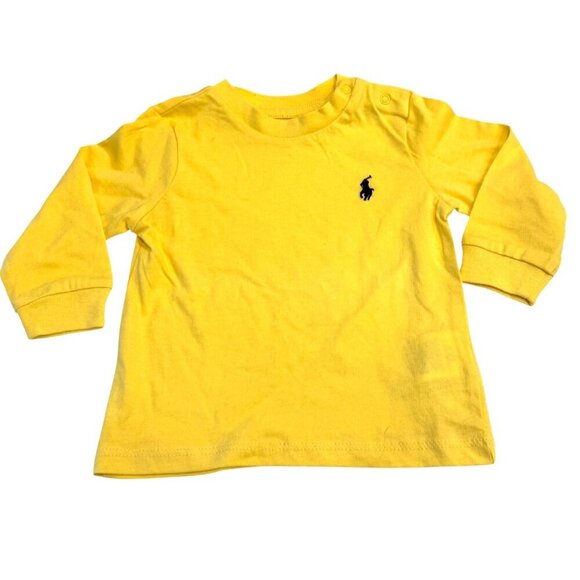 Ralph Lauren Baby Yellow Girls Boys Cotton Long Sleeve Tee Shirt 3 Months NWOT - Picture 1 of 5